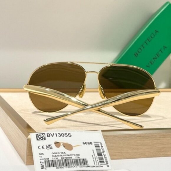 Bottega Veneta’s Gold Aviator Shades with Brown Lenses